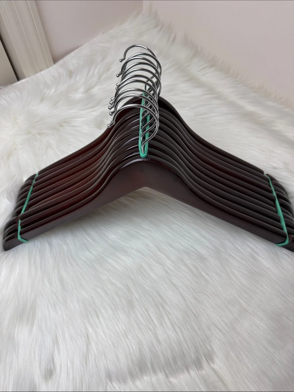 Wooden Shirt Hangers - Set of 10 in Dark Cherry Finish